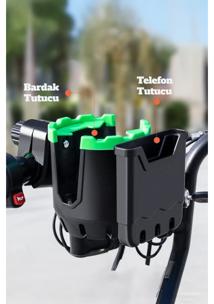 Motorsiklet Bisiklet Atv Telefon ve Bardak Tutucu Tutacağı 2in1 X23