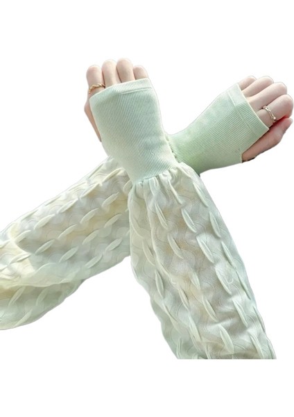 Bayanlar Için Güneş Koruyucu Buz Kollu Eldivenler Yaz Üç Boyutlu Boğuk Gevşek Büyütülmüş Açık Bisiklet Kol Koruması Buz Ipek Kollu Eldivenler (Yurt Dışından)