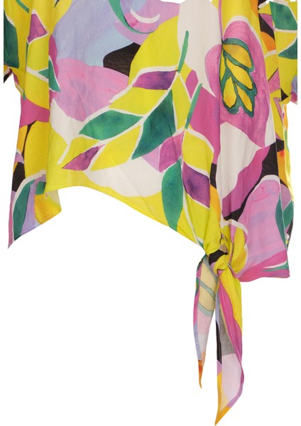 Ysatis Oversize V Yaka Kısa Kol Crop Bluz - Yazlık fiyatları