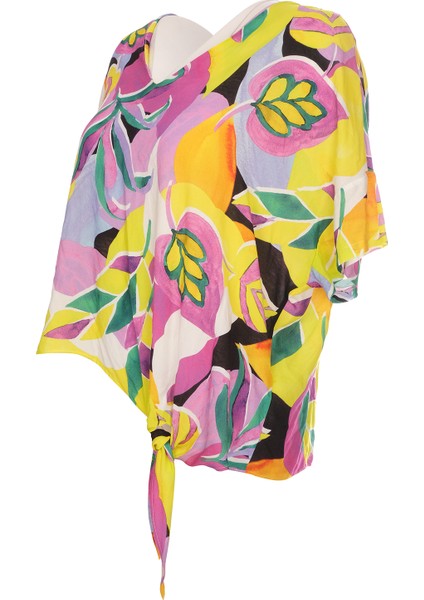 Ysatis Oversize V Yaka Kısa Kol Crop Bluz - Yazlık modelleri