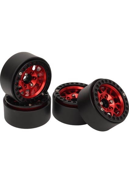 4 Adet Rc Paletli Jantlar Evrensel Alüminyum Alaşım 1.9 In Rc Beadlock Tekerlek Jantları SCX10 SCX10 Iı Kırmızı (Yurt Dışından) modelleri