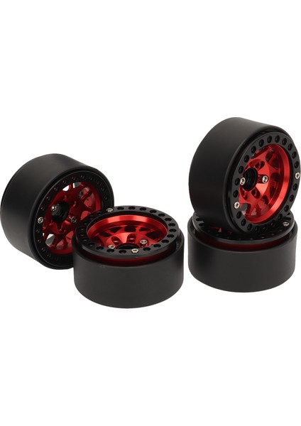 4 Adet Rc Paletli Jantlar Evrensel Alüminyum Alaşım 1.9 In Rc Beadlock Tekerlek Jantları SCX10 SCX10 Iı Kırmızı (Yurt Dışından) fırsatları