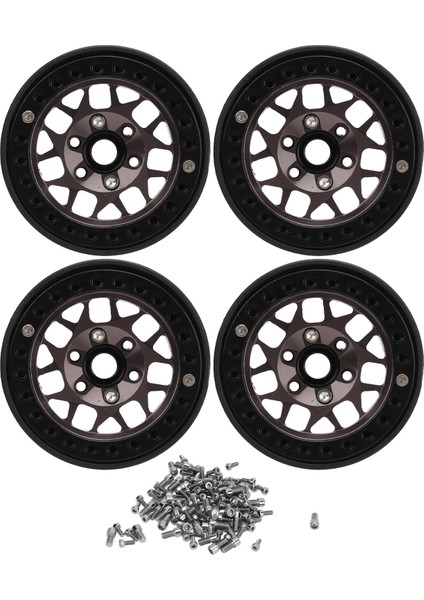 4 Adet Rc Paletli Jantlar Evrensel Alüminyum Alaşım 1.9 In Rc Beadlock Tekerlek Jantları SCX10 SCX10 Iı Titanyum (Yurt Dışından)