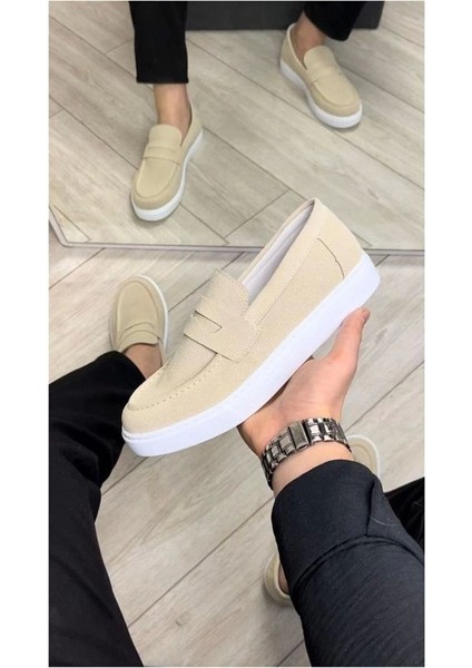 SLW180 Estilo x Bağcıksız Süet Erkek Günlük Spor Klasik Ayakkabı Sbt - Krem fiyatları