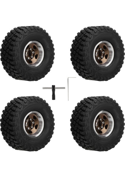 4 Adet Rc Paletli Lastikler Yumuşak Rc Araba Lastik Lastik Alüminyum Alaşımlı Jant Jantlar SCX24 1/24 1/18 Yükseltme Parçaları Bakır (Yurt Dışından)