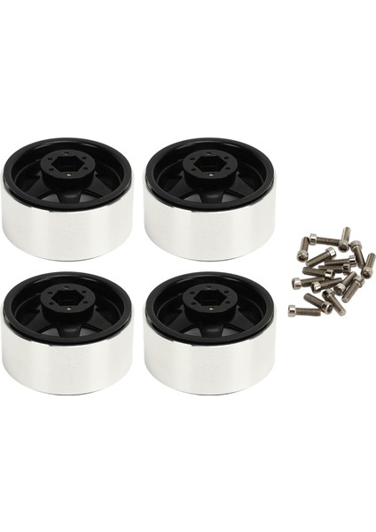 4 Adet Beadlock Jant Ofset-8.9 mm Metal Derin Çanak Tekerlek Göbeği Jantlar Eksenel SCX10 90046 1.9 Inç Siyah (Yurt Dışından)
