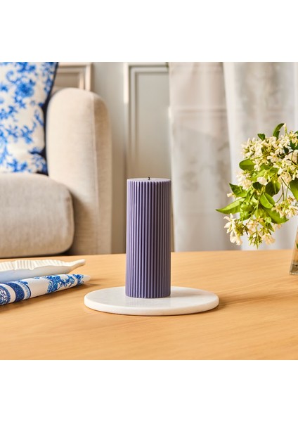 Striped Tırtıklı Sütun Mum 15 cm Antrasit