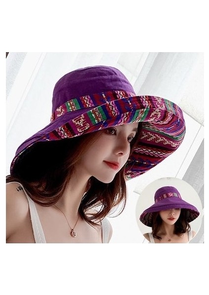Dört Mevsim Geniş Kenarlı Yay Çift Taraflı Balıkçı Şapkası Kadın Güneş Şapkası ile Tam Donanımlı Kadın Şapkası Kova Şapka (Yurt Dışından)
