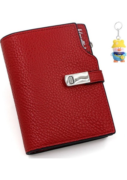 Kısa Bayan Cüzdan Üç Katlı Toka Büyük Kapasiteli Çoklu Kart Yuvası Iş Kadın Cüzdan Fermuarlı Kısa Çanta (Yurt Dışından)