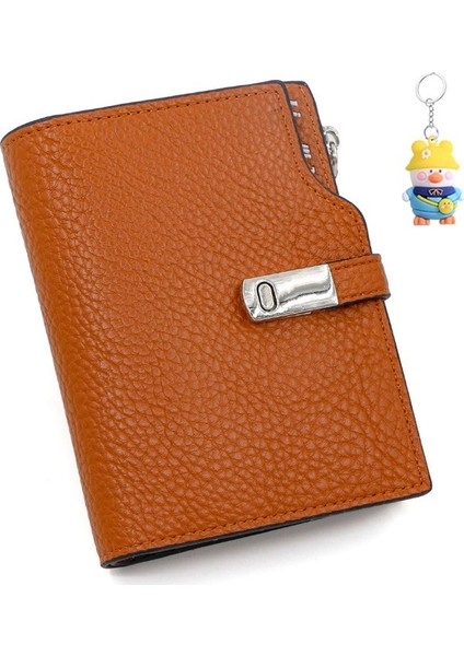 Kısa Bayan Cüzdan Üç Katlı Toka Büyük Kapasiteli Çoklu Kart Yuvası Iş Kadın Cüzdan Fermuarlı Kısa Çanta (Yurt Dışından)