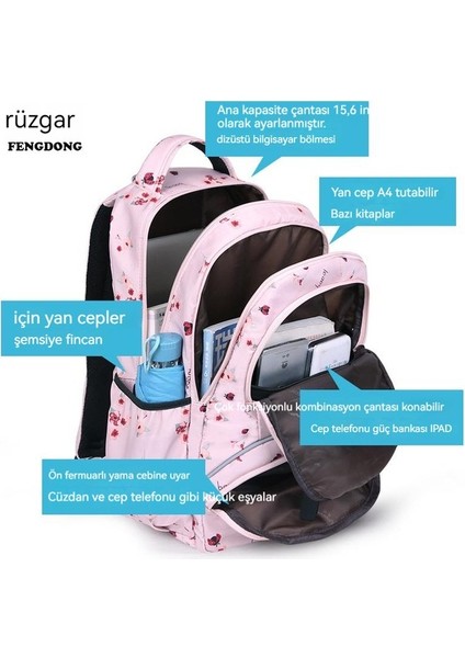 Kadın Sırt Çantası Rahat Ortaokul Öğrencisi Okul Çantası Kore Versiyonu Büyük Kapasiteli Çok Katmanlı Seyahat Çantası Hafif Baskılı Sırt Çantası (Yurt Dışından) fırsatları