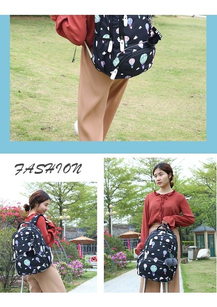 Kadın Sırt Çantası Rahat Ortaokul Öğrencisi Okul Çantası Kore Versiyonu Büyük Kapasiteli Çok Katmanlı Seyahat Çantası Hafif Baskılı Sırt Çantası (Yurt Dışından) indirimleri