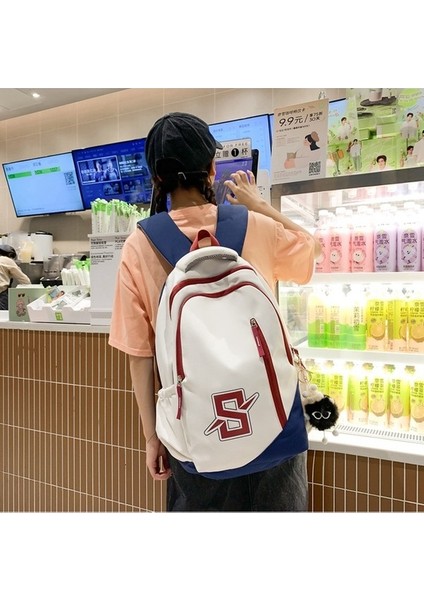 Erkekler ve Kadın Için Okul Stil Üniversite Öğrencisi Retro Kontrast Renk Büyük Kapasiteli Sırt Çok Yönlü Ortaokul Öğrencisi Sırt Erkek Çantası (Yurt Dışından) fırsatları