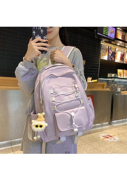 Yeni Ortaokul Öğrencisi Okul Çantası Büyük Kapasiteli Kontrast Renkli Sırt Çantası Ultra Hafif Omuz Kampüs Moda Sırt Çantası (Yurt Dışından) fiyatları