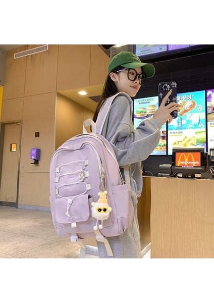 Yeni Ortaokul Öğrencisi Okul Çantası Büyük Kapasiteli Kontrast Renkli Sırt Çantası Ultra Hafif Omuz Kampüs Moda Sırt Çantası (Yurt Dışından) modelleri