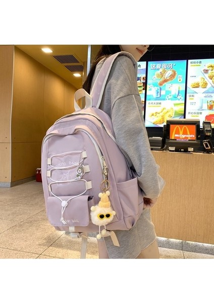 Yeni Ortaokul Öğrencisi Okul Çantası Büyük Kapasiteli Kontrast Renkli Sırt Çantası Ultra Hafif Omuz Kampüs Moda Sırt Çantası (Yurt Dışından) indirimleri