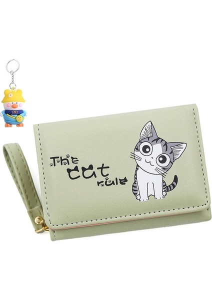 Sevimli Kedi Baskı Mini Moda Basit Üç Katlı Para Cüzdan Kart Tutucu Kadın Cüzdan (Yurt Dışından)
