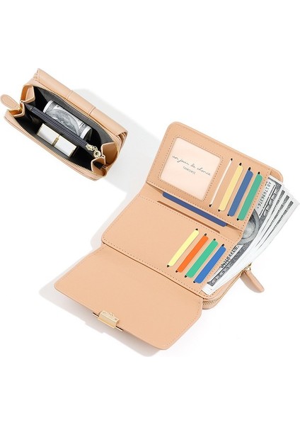 Bayan Cüzdan Basit Büyük Kapasiteli Çoklu Kart Yuvası Kart Tutucu Fermuarlı Para Cüzdanı (Yurt Dışından) fırsatları