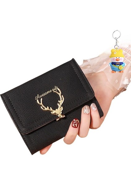 Kısa Cüzdan Kadın Üç Işkence Kum Karikatür Sevimli Para Cüzdan Kart Tutucu (Yurt Dışından)