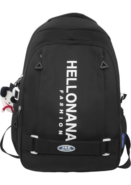 Trendy Mektup Sırt Kontrast Renk Dikiş Çift Sırt Üniversite Öğrenci Çantası (Yurt Dışından)