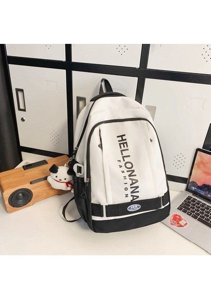 Trendy Mektup Sırt Kontrast Renk Dikiş Çift Sırt Üniversite Öğrenci Çantası (Yurt Dışından) fiyatları