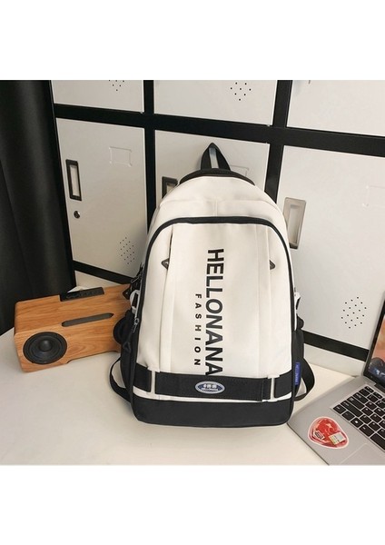 Trendy Mektup Sırt Kontrast Renk Dikiş Çift Sırt Üniversite Öğrenci Çantası (Yurt Dışından) modelleri