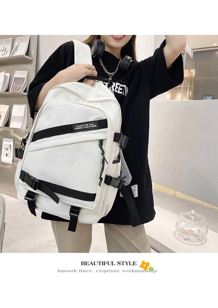2023 Moda Kadın Büyük Kapasiteli Sırt Çantası Açık Hava Seyahati Büyük Kapasiteli Sırt Çantası Lise Öğrencisi Okul Çantasının Basit Kore Versiyonu (Yurt Dışından) fırsatları