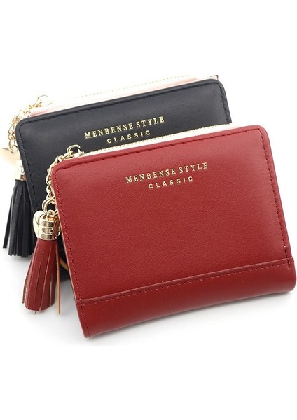 Bayan Cüzdanı Basit ve Çok Yönlü Püsküllü Çanta Fermuarlı Çanta Elli Çanta Boş Para Çanta Bayan Kısa Cüzdan (Yurt Dışından) modelleri