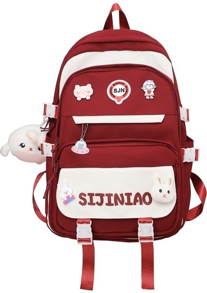 2023 Yeni Ortaokul Öğrencisi Okul Çantası Rahat Basit Büyük Kapasiteli Sırt Çantası Moda Trendi Çift Sırt Çantası (Yurt Dışından) indirimleri