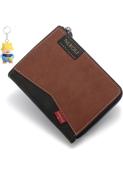 Basit Erkek Cüzdan Cüzdan Fermuarlı Iş Cüzdanı Kısa Para Cüzdanı (Yurt Dışından)