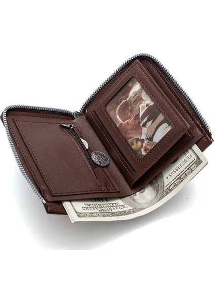 Basit Erkek Cüzdan Cüzdan Fermuarlı Iş Cüzdanı Kısa Para Cüzdanı (Yurt Dışından) fırsatları