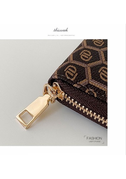 Bayanlar Uzun Cüzdan Büyük Kapasiteli Clutch Baskılı Fermuarlı Kart Tutucu Para Cüzdanı (Yurt Dışından) indirimleri