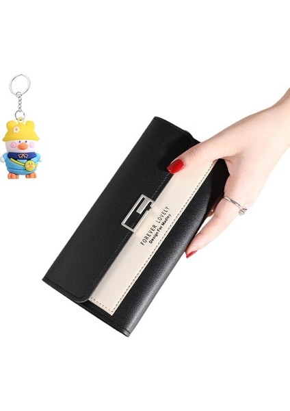 Bayan Cüzdan Kadın Clutch Uzun Üç Katlı Cüzdan Toka Çoklu Kart Yuvası Para Cüzdanı (Yurt Dışından)