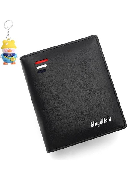 Erkek Kısa Cüzdan Dikey Çoklu Kart Yuvası Moda Mini Para Cüzdanı Iş Fermuarlı Anahtar Cüzdanı (Yurt Dışından)