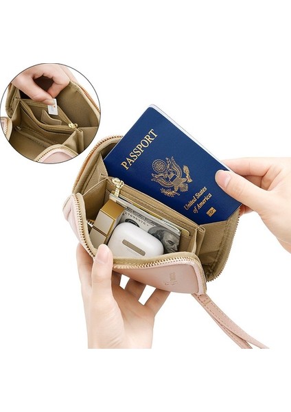 Basit Kart Tutucu Fermuarlı Pasaport Çantası Çoklu Kart Yuvası Değişiklik Hepsi Bir Arada Kimlik Saklama Çantası Koruyucu Kılıf Klip Kabuk (Yurt Dışından) modelleri
