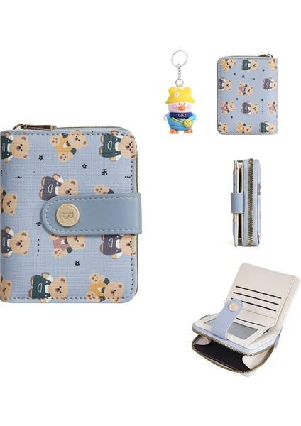 Bayanlar Kısa Cüzdan Snap Cüzdan Fermuarlı Para Cüzdan Çoklu Kart Yuvası Kart Tutucu (Yurt Dışından)