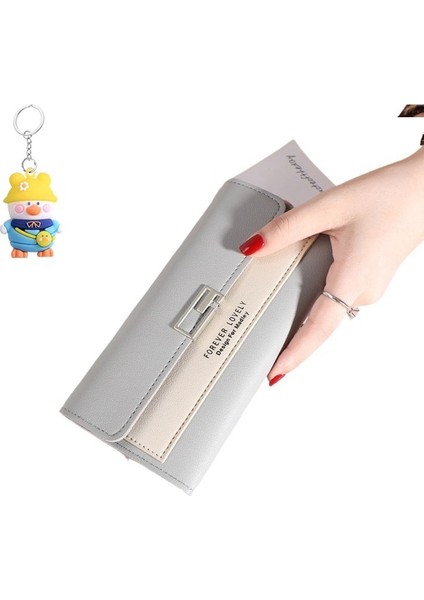 Bayan Cüzdan Kadın Clutch Uzun Üç Katlı Cüzdan Toka Çoklu Kart Yuvası Para Cüzdanı (Yurt Dışından)