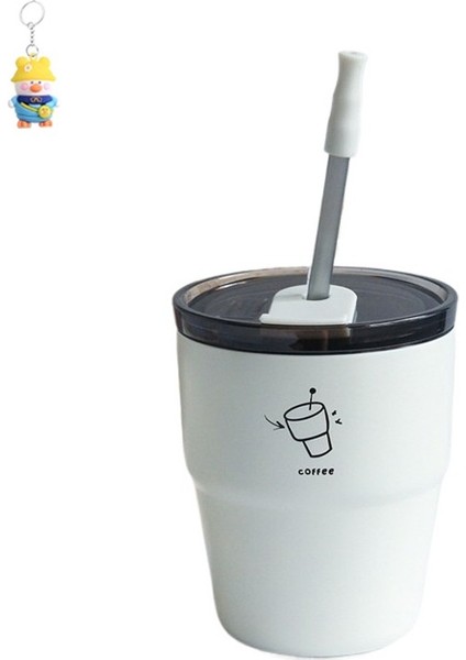 Termos Bardak Kızlar Uzun Kahve Fincanı Taşınabilir Öğrenci Paslanmaz Çelik Su Bardakları Yaz Soğuk Tutmak Için Pipetli (Yurt Dışından)