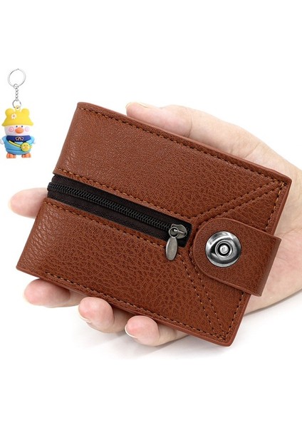 Erkek Kısa Cüzdan Fermuarlı Basit Manyetik Toka Değişim Çantası Erkek Cüzdan Çoklu Kart Yuvası Büyük Kapasiteli (Yurt Dışından) fiyatları