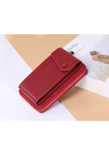 Cep Telefonu Çantası Fermuarlı Tek Omuz Küçük Crossbody Çanta Çoklu Kart Yuvası Bayanlar Cüzdanı Değişim Elli Çanta (Yurt Dışından)