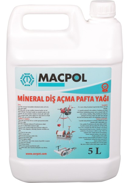 Diş Açma Pafta Yağı 5 Lt