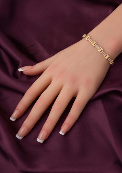 Rolex Tarzı Taşlı 14 Ayar Altın Bileklik fiyatları