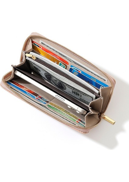 Bayanlar Uzun Cüzdan Büyük Kapasiteli Cep Telefonu Fermuarlı Clutch Cüzdan Kart Tutucu (Yurt Dışından) modelleri