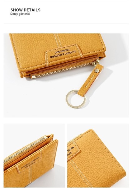 Cüzdan Çoklu Kart Yuvası Anahtarlık Para Cüzdanı Düz Renkli Kısa Bayan Cüzdanı (Yurt Dışından) indirimleri