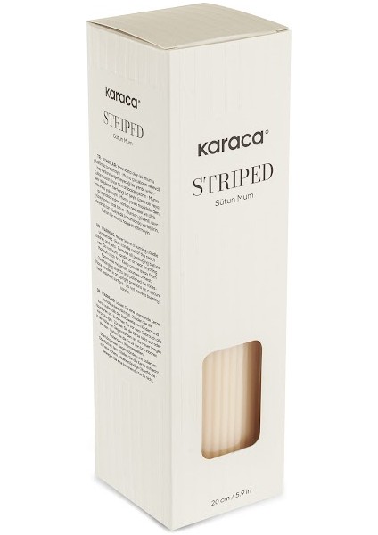 Striped Tırtıklı Sütun Mum 20 cm Bej indirimleri