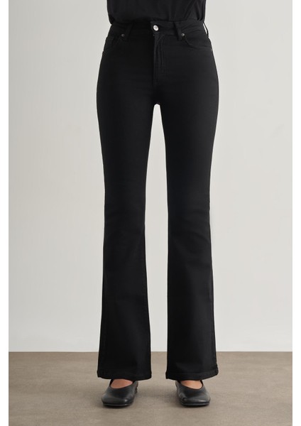 Skinny Fit Flare Paça Siyah Denim Pantolon fiyatları