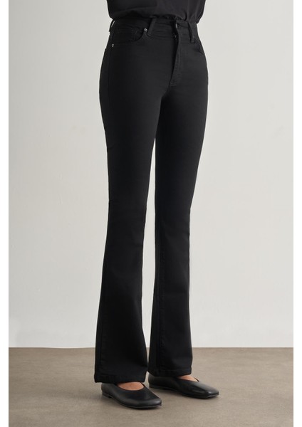 Skinny Fit Flare Paça Siyah Denim Pantolon modelleri