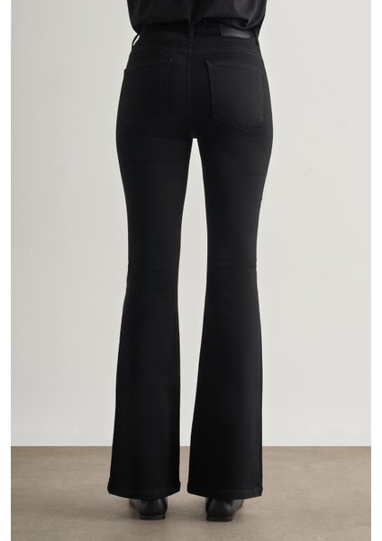 Skinny Fit Flare Paça Siyah Denim Pantolon fırsatları