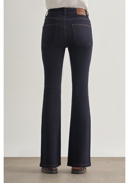 Skinny Fit Flare Paça Lacivert Denim Pantolon