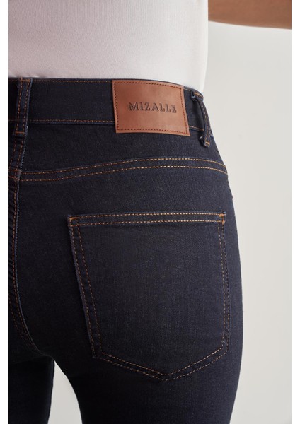 Skinny Fit Flare Paça Lacivert Denim Pantolon